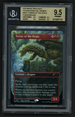 ***BGS 9.5 Quad FOIL Borderless Terror of the Peaks Promo*** MTG Foundations - Image 1