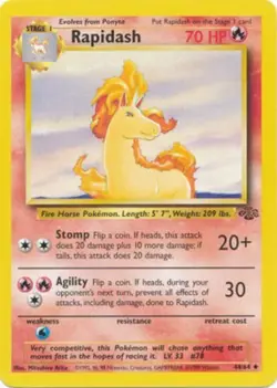 Rapidash 44/64 Jungle Set Unlimited 1999 Pokemon Card - LP - Image 1