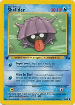 Shellder 54/62 Fossil Set 1st Edition Vintage 1999 Pokemon Card - LP - Image 1