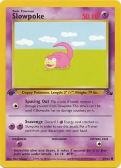 Slowpoke 55/62 Fossil Set 1st Edition Vintage 1999 Pokemon Card - LP - Image 1