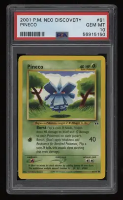 2001 Pokemon Neo Discovery PSA 10 PINECO Non Holo #61 *NICE* Low POP4 - Image 1