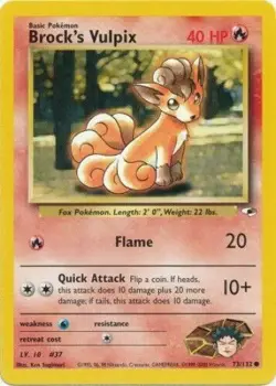 Brock's Vulpix 73/132 Gym Heroes Unlimited Vintage 2000 Pokemon Card - Image 1
