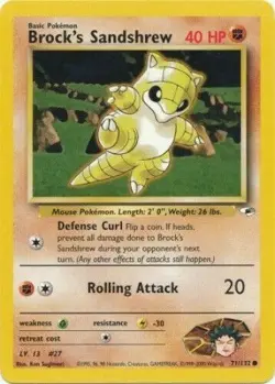 Brock's Sandshrew 71/132 Gym Heroes Unlimited Vintage 2000 Pokemon Card - Image 1