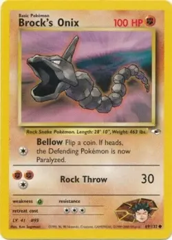 Brock's Onix 69/132 Gym Heroes Unlimited Vintage 2000 Pokemon Card - Image 1