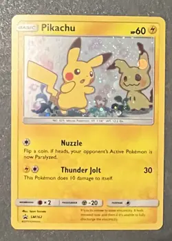 ⚡Pikachu & Mimikyu 2019 Sun and Moon Black Star Holo Promo SM162 EX-NM Pokemon! - Image 1
