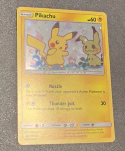 ⚡Pikachu & Mimikyu 2019 Sun and Moon Black Star Holo Promo SM162 EX-NM Pokemon! - Image 3