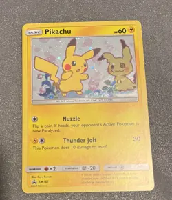 ⚡Pikachu & Mimikyu 2019 Sun and Moon Black Star Holo Promo SM162 EX-NM Pokemon! - Image 5