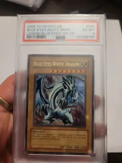 Yu-Gi-Oh! Blue-Eyes White Dragon LOB-001 1ST EDITION GLOSSY - NA ENGLISH - PSA 6 - Image 3