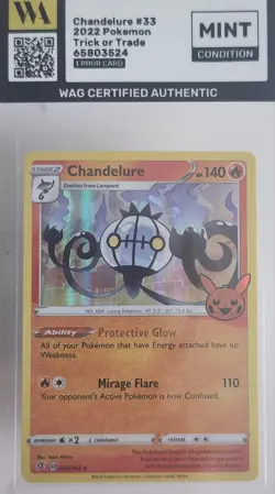 WAG Certified Ink ERROR Chandelure 033/192 Halloween Trick or Trade Pokemon - Image 1
