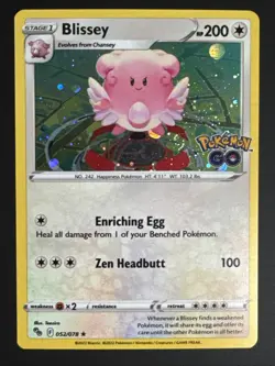 Blissey 052/078 Cosmos Holo Promo Pokemon GO Stamped Card - NM - Image 1