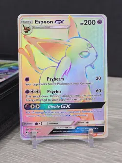 Pokemon Card TCG Sun & Moon Espeon GX Rainbow Secret Rare Card 152/149 Holo NM - Image 3
