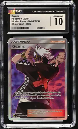 CGC 10 GEM MINT Guzma 2019 Hidden Fates SV84/SV94 Shiny Vault Holo Pokemon Card - Image 1