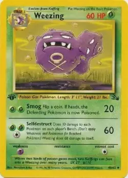 Weezing 45/62 Fossil Set 1st Edition Vintage 1999 Pokemon Card - LP - Image 1