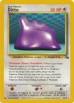 Ditto 18/62 Fossil Set Unlimited Rare 1999 Pokemon Card - Image 1