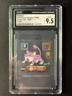 1998 AMADA POKEMON JPN SUPER DX STICKERS #D09 RATTATA PSA 9 - Image 1