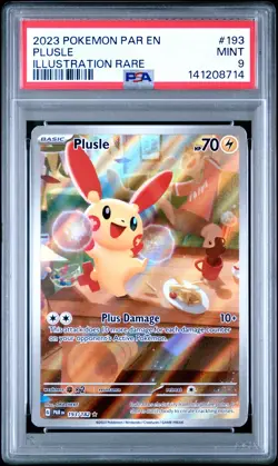 2023 POKEMON PAR EN-PARADOX RIFT ILLUSTRATION RARE #193 PLUSLE PSA 9 - Image 1