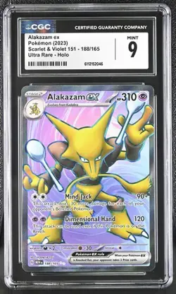 Alakazam EX *CGC 9* Ultra Rare *Scarlet & Violet 151* #188 *2023* Pokemon - Image 1