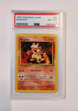 1999 Pokemon Base Set Unlimited MAGMAR #36 PSA 8 NM-MT - Image 1