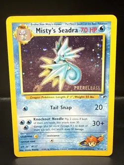 Pokemon TCG Misty's Seadra Holo Rare Gym Heroes Prerelease 9/132 CU - Image 1