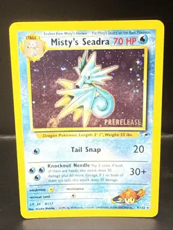 Pokemon TCG Misty's Seadra Holo Rare Gym Heroes Prerelease 9/132 CU - Image 2