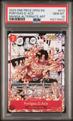 PSA 10 - 2023 ONE PIECE OP02 #013 PORTGAS D. ACE MANGA ALTERNATE ART - Image 1