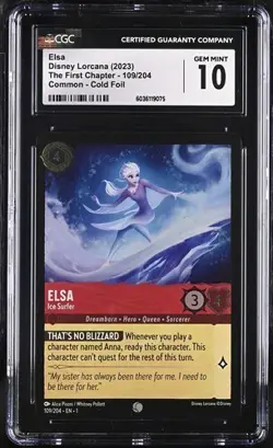 Disney Lorcana Elsa - Ice Surfer The First Chapter Cold Foil Gem Mint 10 - Image 1
