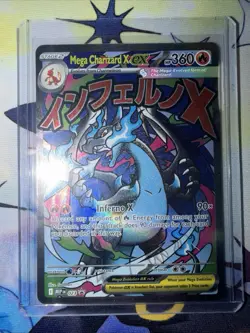 Mega Charizard X EX 023 Full Art Holo Pokemon Card Japanese Text Display NM - Image 1