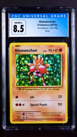 Hitmonchan Holo 62/108 XY Evolutions NM/Mint+ CGC 8.5 Graded Pokemon Card 2016 - Image 2