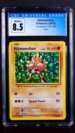 Hitmonchan Holo 62/108 XY Evolutions NM/Mint+ CGC 8.5 Graded Pokemon Card 2016 - Image 3