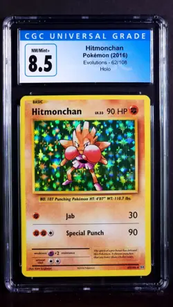 Hitmonchan Holo 62/108 XY Evolutions NM/Mint+ CGC 8.5 Graded Pokemon Card 2016 - Image 4