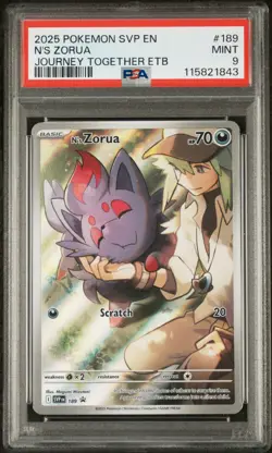 2025 POKEMON SVP JOURNEY TOGETHER ETB PROMO #189 N'S ZORUA PSA 9 - Image 1