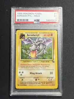 1999 Pokemon Fossil Aerodactyl Holo # 1/62 PSA 5 EX - Image 1