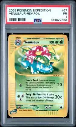 PSA 1 PR 2002 Expedition Venusaur Reverse Holo Foil 67/165 WOTC Pokemon - Image 1