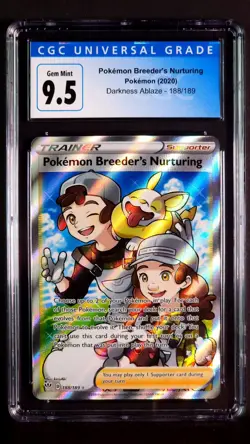 Pokemon Breeder's Nurturing Full Art 188/189 Darkness Ablaze Gem Mint CGC 9.5 - Image 1