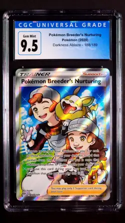 Pokemon Breeder's Nurturing Full Art 188/189 Darkness Ablaze Gem Mint CGC 9.5 - Image 2