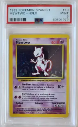 1999 Pokemon Spanish Base Set Mewtwo Holo 10/102 PSA 9 MINT - Image 1