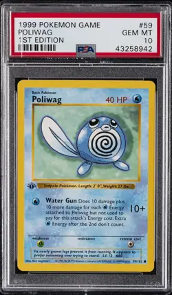 1999 POKEMON BASE SET 1ST EDITION #59 POLIWAG PSA 10 - Image 1