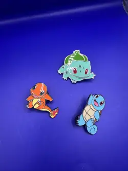 POKEMON GO TCG Official Bulbasaur Charmander Squirtle 3 Starters 1.5" Pin Set! - Image 1