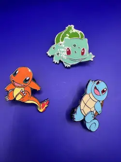 POKEMON GO TCG Official Bulbasaur Charmander Squirtle 3 Starters 1.5" Pin Set! - Image 2