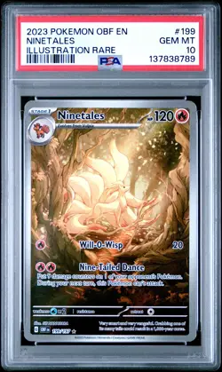 2023 POKEMON OBF EN-OBSIDIAN FLAMES ILLUSTRATION RARE #199 NINETALES PSA 10 - Image 1