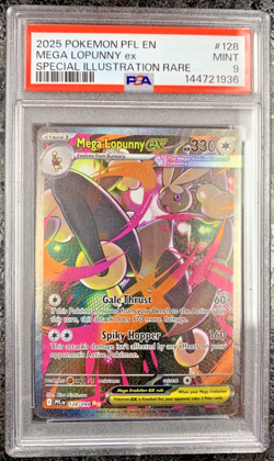 2025 POKEMON PFL EN MEGA LOPUNNY ex SPECIAL ILLUSTRATION RARE #128 💎 PSA 9 - Image 1