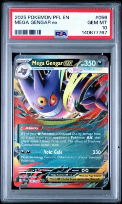 2025 POKEMON PFL EN-PHANTASMAL FLAMES #056 MEGA GENGAR EX PSA 10 - Image 1