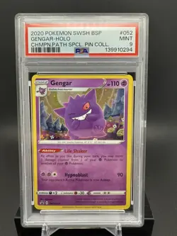 2020 Pokemon Gengar Champion's Path Special Pin Coll. Holo Promo SWSH052 PSA 9 - Image 1