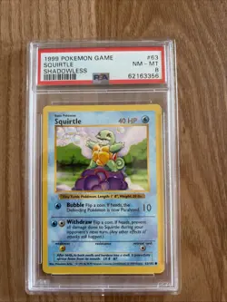 Pokemon TCG Squirtle Base Set Shadowless - PSA 8 - Near Mint - Image 1