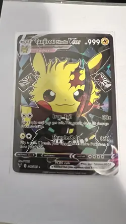 Tanjiro Pikachu Fan Made Pokemon Card - Image 1