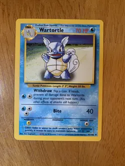 Wartortle 1999 Unlimited 42/102 Excellent Condition Base Uncommon Pokemon Card - Image 1