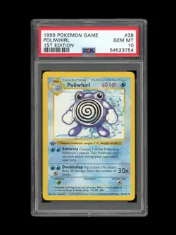 Pokemon PSA 10 GEM MINT Poliwhirl 1st Edition Base Set Shadowless 1999 Card #56 - Image 1