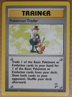 Pokemon Trader 106/130 Rare Non-Holo Base 2 Set Pokemon Trainer Card LP - Image 1
