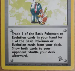 Pokemon Trader 106/130 Rare Non-Holo Base 2 Set Pokemon Trainer Card LP - Image 3
