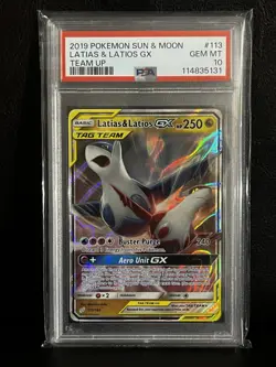 2019 POKEMON SM TEAM UP LATIAS & LATIOS GX #113 PSA 10 GEM MINT - Image 1